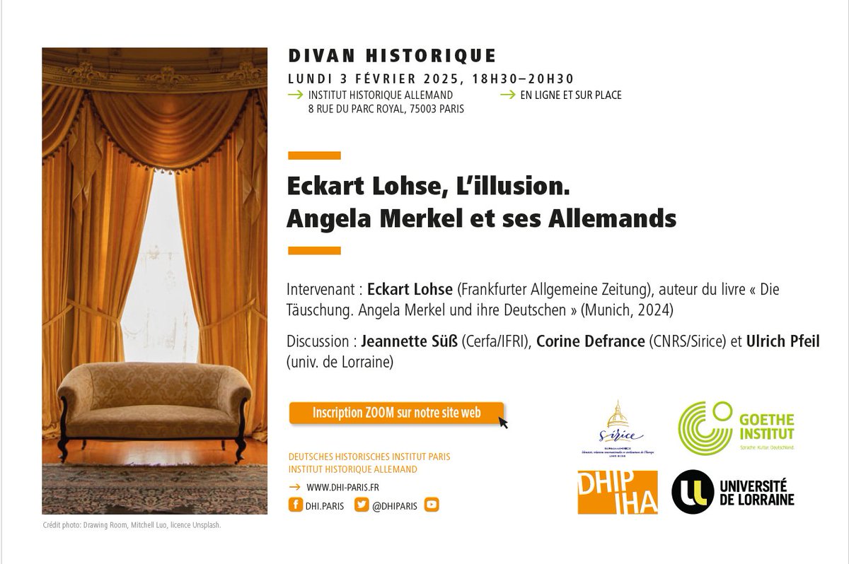 Ravie de pouvoir discuter avec <a href="/EckartLohse/">Eckart Lohse</a>, Corinne Defrance et Ulrich Pfeil <a href="/Fleche66/">Ulrich Pfeil</a>
 sur l'héritage Merkel et ses 16 ans au pouvoir au DHI Paris le 3 février, inscription par ici dhi-paris.fr/veranstaltungs…