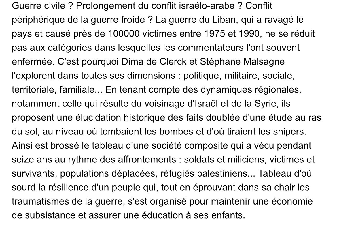 [Poche] à paraître fin mars <a href="/editionsfolio/">Folio</a> 

Le Liban en guerre, 1975 à nos jours - Dima de Clerck, Stéphane Malsagne