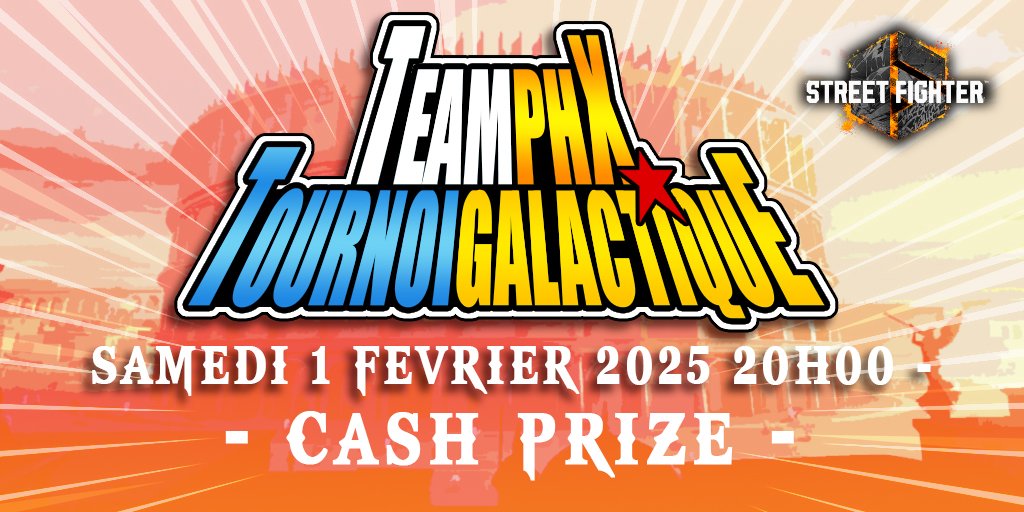 24h avant le tournoi Galactique n°4
🗓 Samedi 1er Février 
⏰️début 20h(check in 19h)
Cash prize garanti pour le top 3
Ouvert aux francophones. Tournoi online
Discord: discord.gg/ACU2g7rPzj
Inscription: challonge.com/fr/y2800w64
🎥 <a href="/UltiMatt08/">PHX | UltiMatt</a>
🎙 <a href="/Ultra1181/">PHX | Ultra118 🎙️</a> &amp; <a href="/NTSC_Elias/">Elias Snake 🎙️ KAKATTE KOI APP READY 🔥</a>