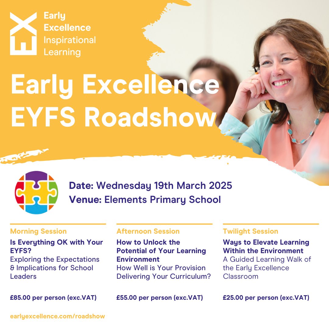 Elements Primary (@elementsschool) on Twitter photo Wednesday 19th March we will be hosting a <a href="/EarlyExcellence/">Early Excellence</a> roadshow. Anyone who would like to book a place, please see the leaflet attached.
If you are a Wellspring employee and would like to book a place, please contact office@elementsprimaryschool.co.uk for further information. Wednesday 19th March we will be hosting a <a href="/EarlyExcellence/">Early Excellence</a> roadshow. Anyone who would like to book a place, please see the leaflet attached.
If you are a Wellspring employee and would like to book a place, please contact office@elementsprimaryschool.co.uk for further information.