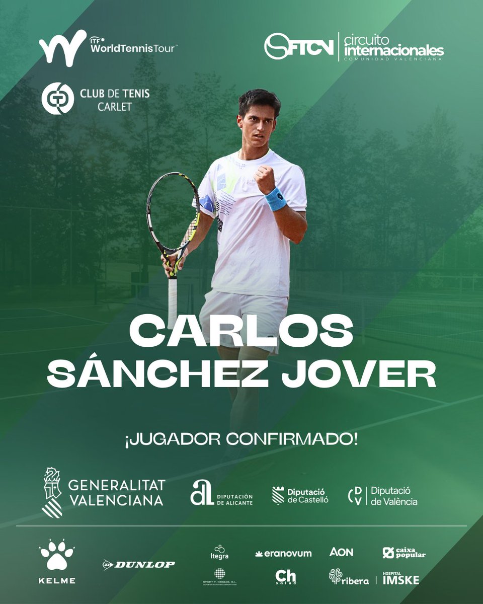 ESTÁ ON FIRE 🤯 🔥

Carlos Sánchez Jover estará en el <a href="/CtCarlet/">Club de tenis Carlet</a> como TOP 1 del Cuadro para disputar el primer ITF 15.000 🎾 del #CircuitoInternacionales

#tenisvalenciano