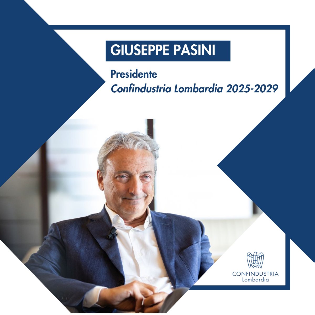 Il Consiglio di Presidenza di Confindustria Lombardia, riunitosi questa mattina in seduta elettiva privata, ha eletto Giuseppe Pasini Presidente. 

Pasini, Presidente di <a href="/FeralpiGroup/">Feralpi Group</a>, guiderà gli industriali lombardi per il quadriennio 2025-29.

confindustria.lombardia.it/comunicazione/…
