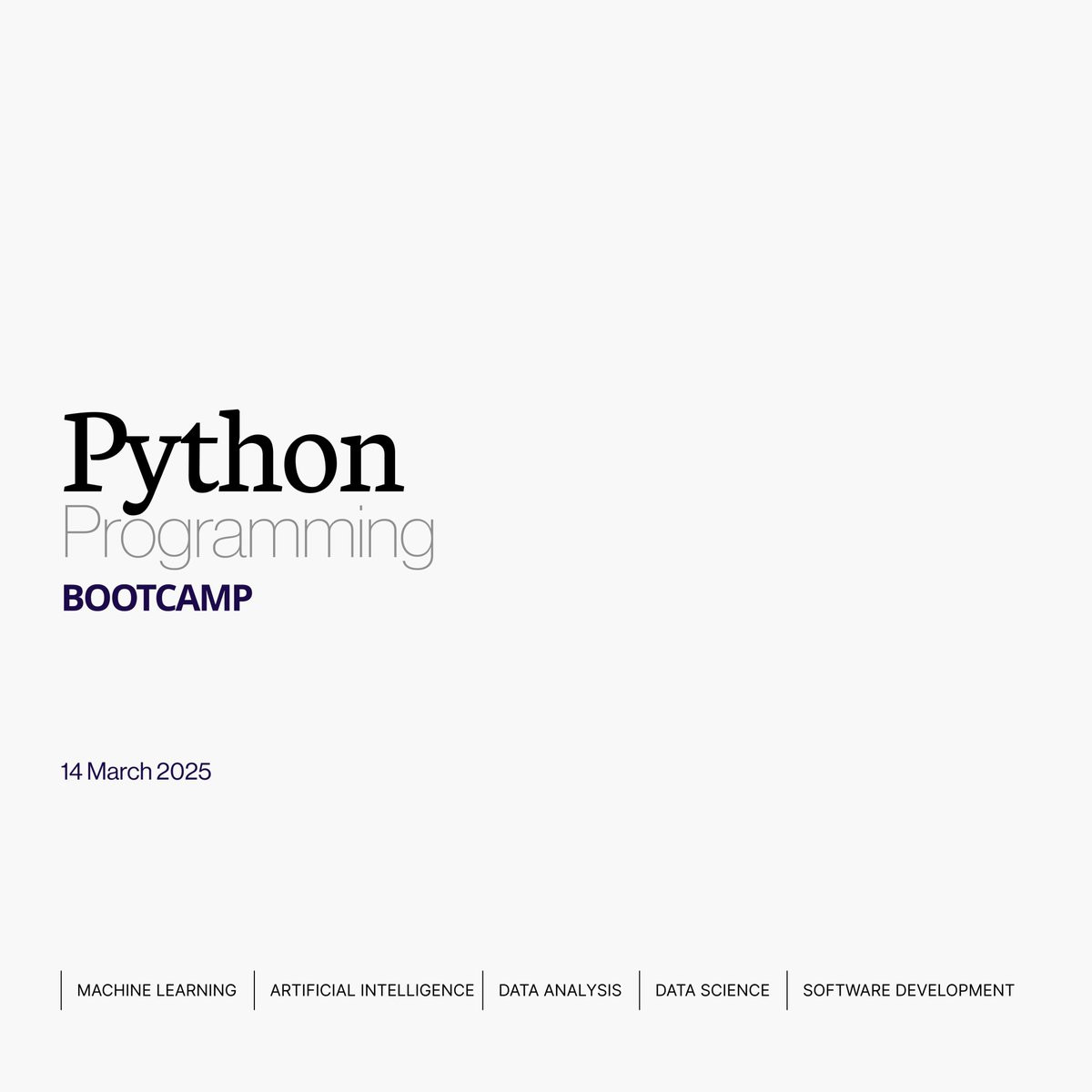 🔊 ANNOUNCEMENT!!

We're starting a Python Bootcamp on the 14th Of March for anyone who wants to break into:

✅ AI &amp; Machine Learning
✅ Data Science &amp; Analysis
✅ Software Development

Register here : devdesignhq.com/python.html