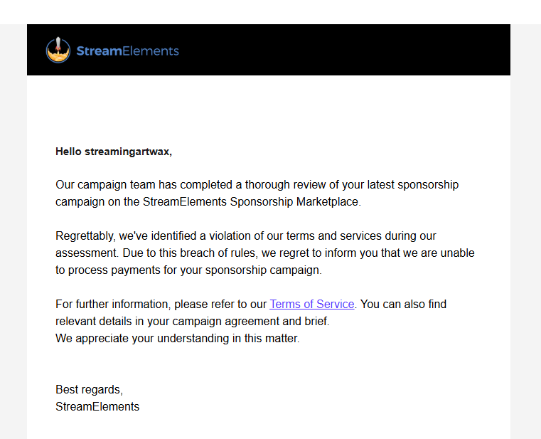 xXanderC (@streamingartwax) on Twitter photo <a href="/StreamElements/">StreamElements ๐ฆด</a> and <a href="/StreamElementsS/">StreamElements Support</a> said that me and my community broke Terms of Service, and they are holding nearly $4,000 of our hard-worked sponsorship funds.
I do want to say that all our community members have been doing these without breaking the Terms of Service since I <a href="/StreamElements/">StreamElements ๐ฆด</a> and <a href="/StreamElementsS/">StreamElements Support</a> said that me and my community broke Terms of Service, and they are holding nearly $4,000 of our hard-worked sponsorship funds.
I do want to say that all our community members have been doing these without breaking the Terms of Service since I