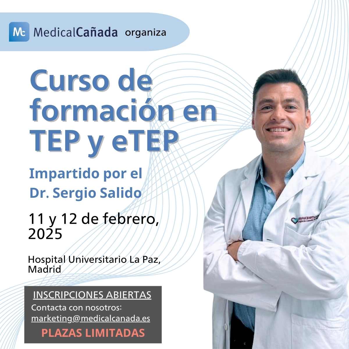 Medical_Cañada (@medical_canada) on Twitter photo 📢 Curso de TEP y eTEP
📅 11 y 12 de febrero / Hospital Universitario La Paz
👨⚕️ Impartido por el Dr. <a href="/SalidoSergio/">Sergio Salido</a>
🎯 Formación tórica y práctica en cirugía mínimamente invasiva
⚠️ Plazas limitadas
📩 Info: marketing@medicalcanada.es
#TEP #eTEP #Laparoscopia 📢 Curso de TEP y eTEP
📅 11 y 12 de febrero / Hospital Universitario La Paz
👨⚕️ Impartido por el Dr. <a href="/SalidoSergio/">Sergio Salido</a>
🎯 Formación tórica y práctica en cirugía mínimamente invasiva
⚠️ Plazas limitadas
📩 Info: marketing@medicalcanada.es
#TEP #eTEP #Laparoscopia