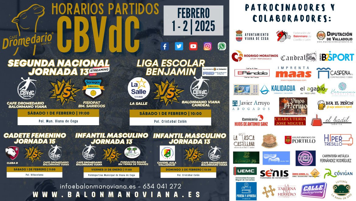 📷📷 FIN DE SEMANA DE BALONMANO EN VIANA DE CEGA 📷📷
📷 ¡Se viene un fin de semana cargado de emoción para el Café Dromedario Balonmano Viana! Y no es un fin de semana cualquiera… el PARTIDO DEL AÑO está aquí.
