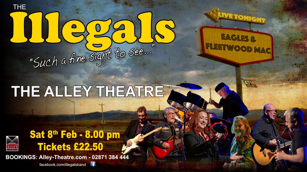 🎤 The Illegals &amp; Niamh Kavanagh are bringing their incredible tribute to The Eagles and Fleetwood Mac to the Alley on Saturday 8th February

🎸 Get your tickets today! bit.ly/4gfWjRa

#TheIllegals #Fleetwood Mac #StrabaneEvents #AlleyTheatre