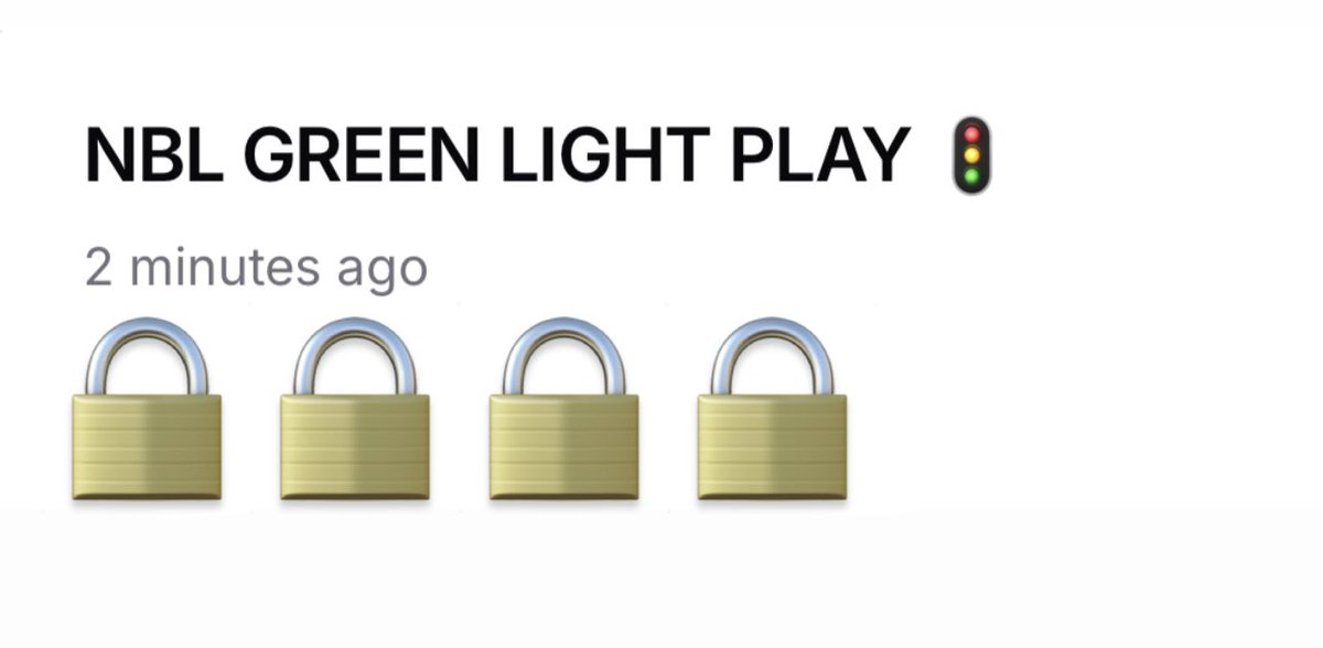 Scotty B 🎯 (@scottybetz) on Twitter photo NBL GREEN LIGHT PLAY 🚦
STARTS in 35min 🔨
SENDING to few ppl who
👉 LIKE / RT / REPLY ❤️
** This play is available for solo purchase ($10) ** DM <a href="/ScottyBetz/">Scotty B 🎯</a> 🎯
Don’t Get Caught Sleeping While We #CASHHHH
ONLY ONE NBL #GOAT 🐐
#BetWithScotty 🎯 NBL GREEN LIGHT PLAY 🚦
STARTS in 35min 🔨
SENDING to few ppl who
👉 LIKE / RT / REPLY ❤️
** This play is available for solo purchase ($10) ** DM <a href="/ScottyBetz/">Scotty B 🎯</a> 🎯
Don’t Get Caught Sleeping While We #CASHHHH
ONLY ONE NBL #GOAT 🐐
#BetWithScotty 🎯