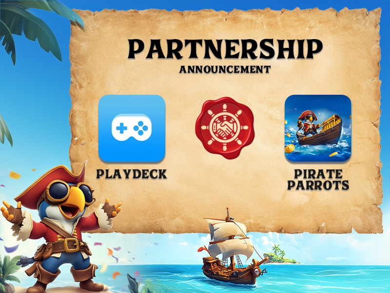 🏴‍☠️ Pirate Parrots x PlayDeck! 🤝

We’re joining forces with <a href="/PlayDeckGames/">PlayCoin х PlayDeck</a>, the go-to platform for discovering and playing top games on Telegram! ⚡

As the FIRST trading game on Telegram, we know that piracy pays on the path to airdrops! 💰 Now, with PlayDeck, even more pirates