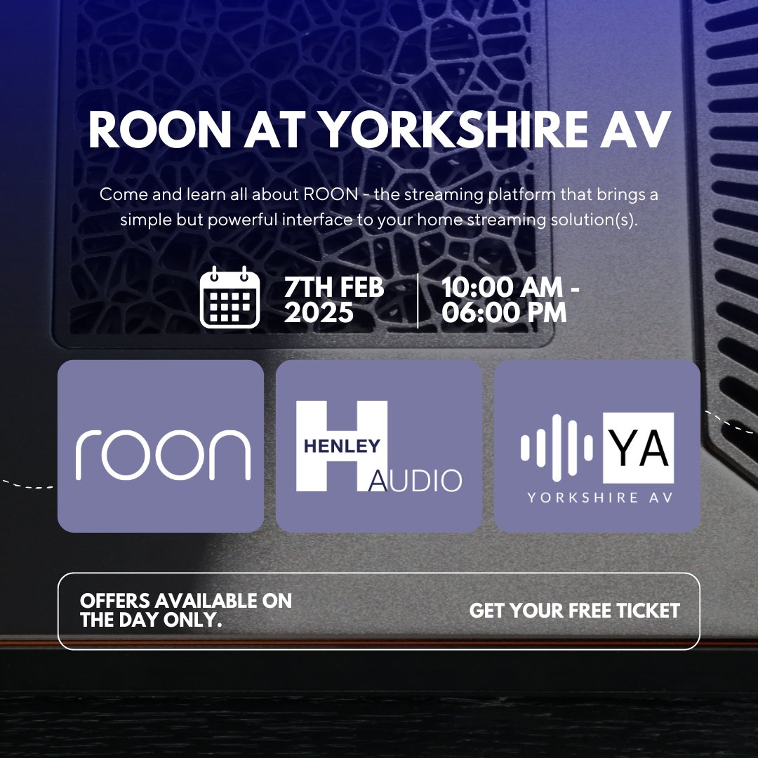 Come and experience the new Roon Nucleus One and Roon Titan at Yorkshire AV.

Offers available on the day only.

Book your free ticket: loom.ly/VJMd324

#roon #roonevent #roontitan #yorkshireav #hifirose