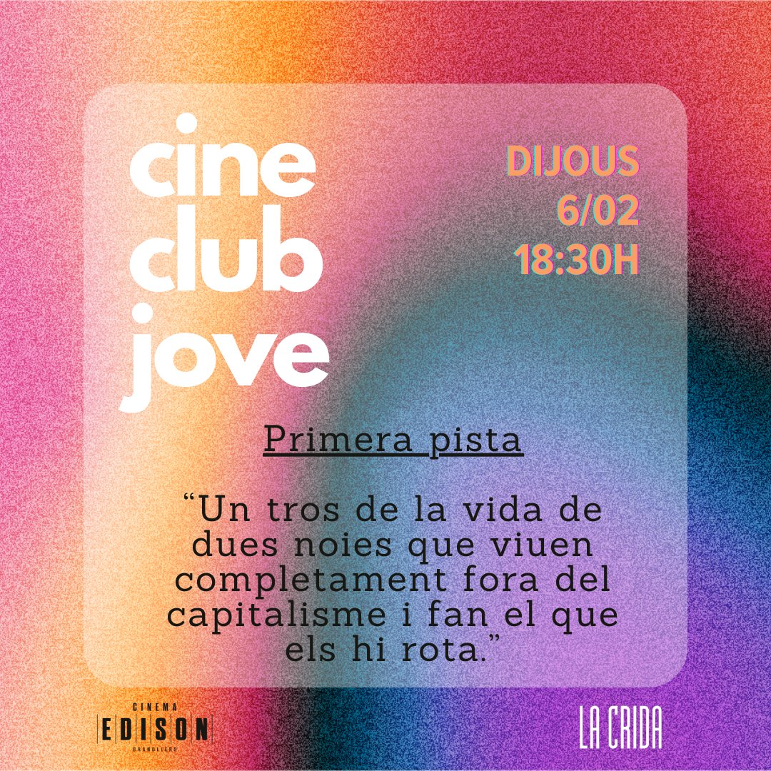 edisoncinema's tweet photo. Tercera sessió del CineClub Jove de la #CridaEdison! 😍🎬
🗓 Dijous 6 de febrer
⏰ 18:30h
🎬 Pel·lícula sorpresa! Et deixem tres pistes a veure si pots endevinar-la! https://t.co/KMRREbpgA6