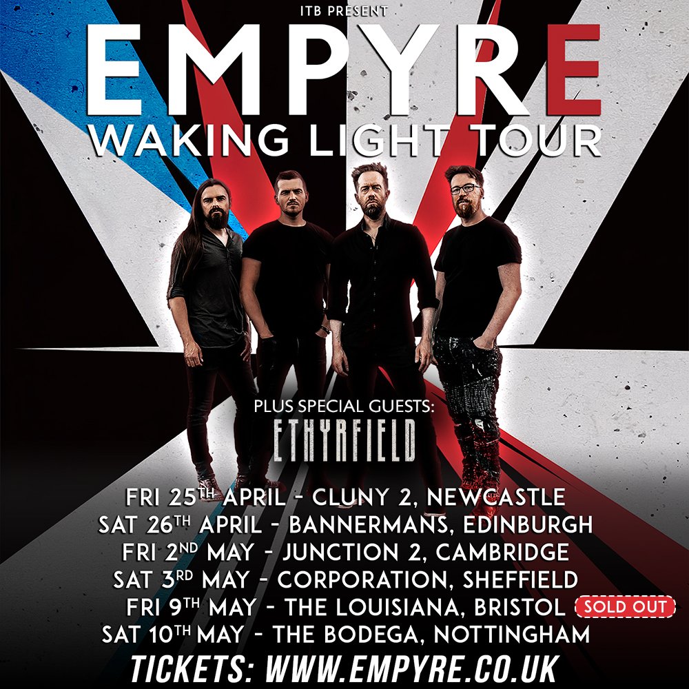 Ethyrfield (@ethyrfield) on Twitter photo We are very excited to announce that we will be supporting the mighty <a href="/EmpyreRock/">EmpyreRock</a> on their new UK tour. Where we will also be debuting all NEW SONGS!! (With a couple of old tunes too)
So grab yourselves tickets to be the first to hear the new material on our next album! We are very excited to announce that we will be supporting the mighty <a href="/EmpyreRock/">EmpyreRock</a> on their new UK tour. Where we will also be debuting all NEW SONGS!! (With a couple of old tunes too)
So grab yourselves tickets to be the first to hear the new material on our next album!