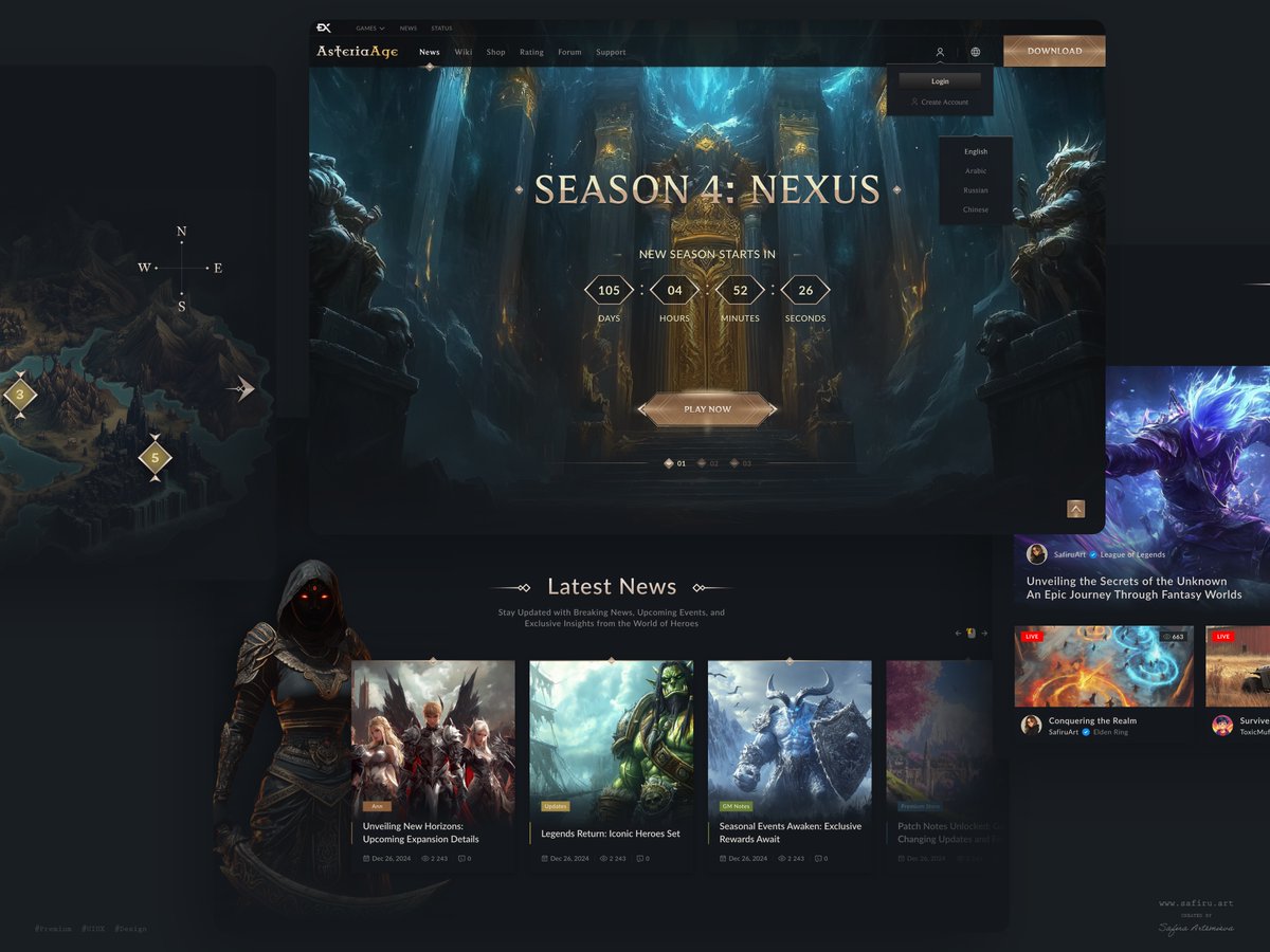 safiruart's tweet photo. Game Landing Page Design
Designed by Safira Artemieva, Telegram: https://t.co/vruYeflOn9 Portfolio: https://t.co/tOX04i9sEt
#gamedesign #GraphicDesign #uiux #gamepage #gameux #gameui #koreadesign https://t.co/dQhudpFPLF