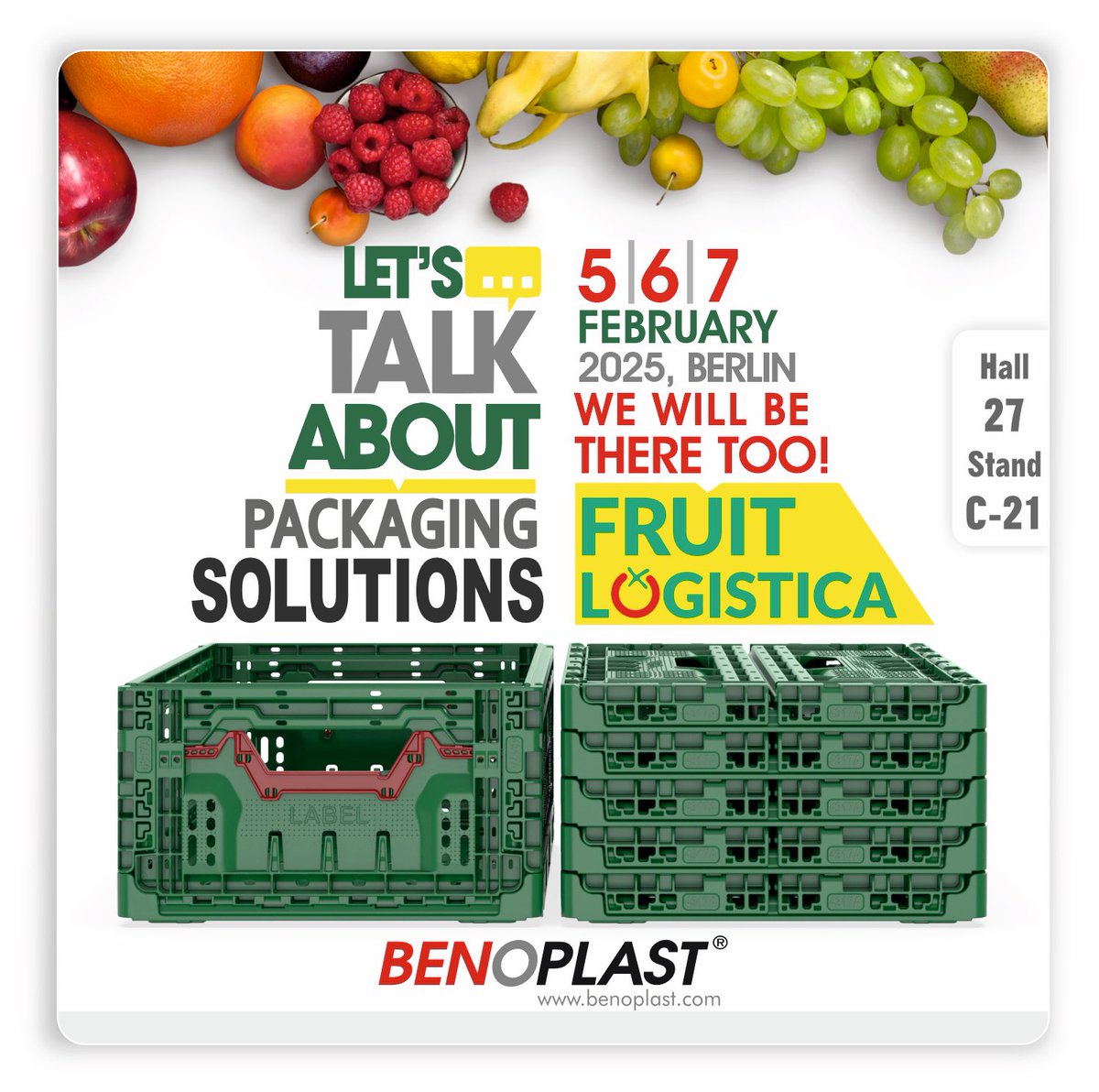#fruitlogistica 
#Industrialpackagingsolutions
#builttolast
#Benoplast