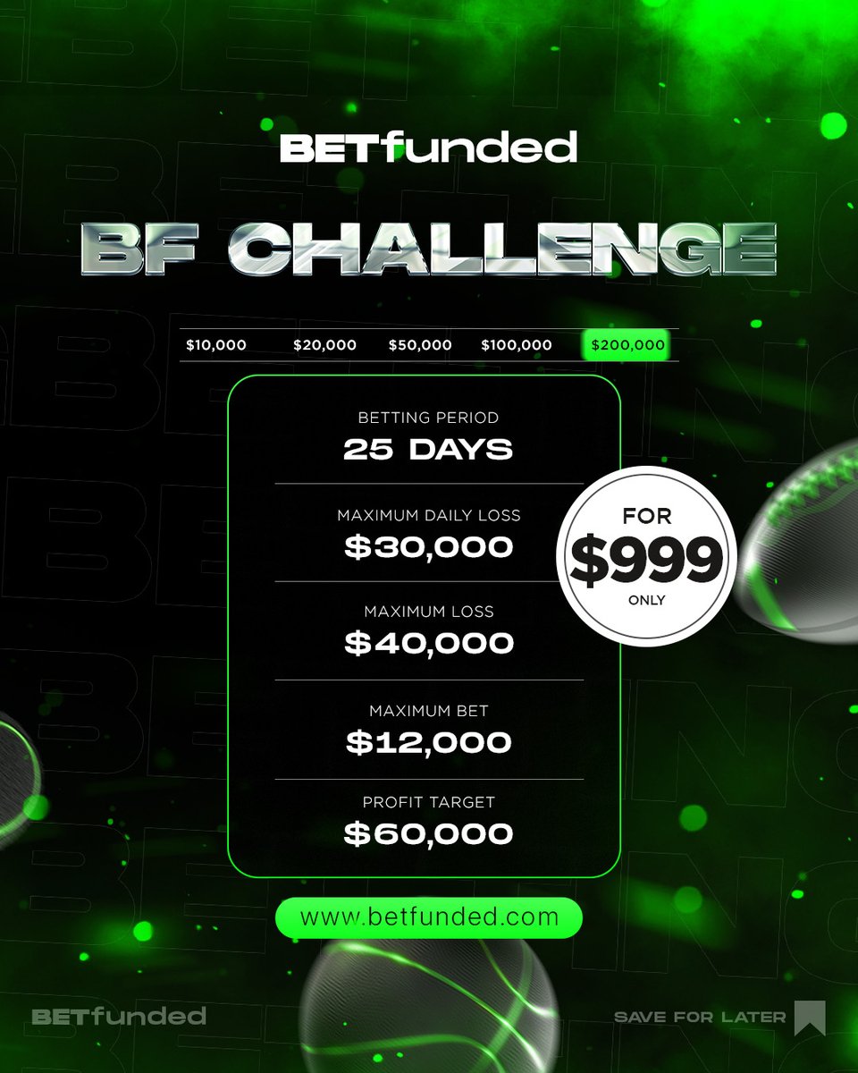 betfunded's tweet photo. Are You Up for the Challenge? 🟢
💵 $200K BF Challenge is HERE!

🎯 Wager big. Win bigger. Prove your strategy and hit that $60K profit target!

👉 Head to https://t.co/YeZ1ZJ8zEy and make your move!

#PickingChallenge #SportsPicking #WagerSmart #MakeMoneyPicking #200kchallenge https://t.co/FpQRWJoAhf