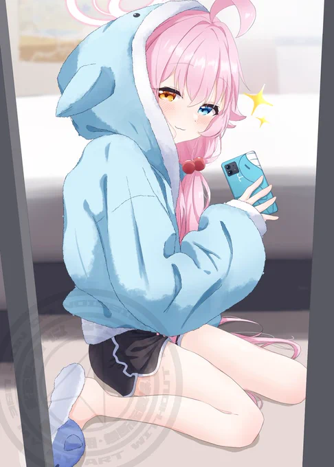 くじらパジャマのホシノは良いぞ…ωなお口がすき#BlueArchive  #ブルアカ 