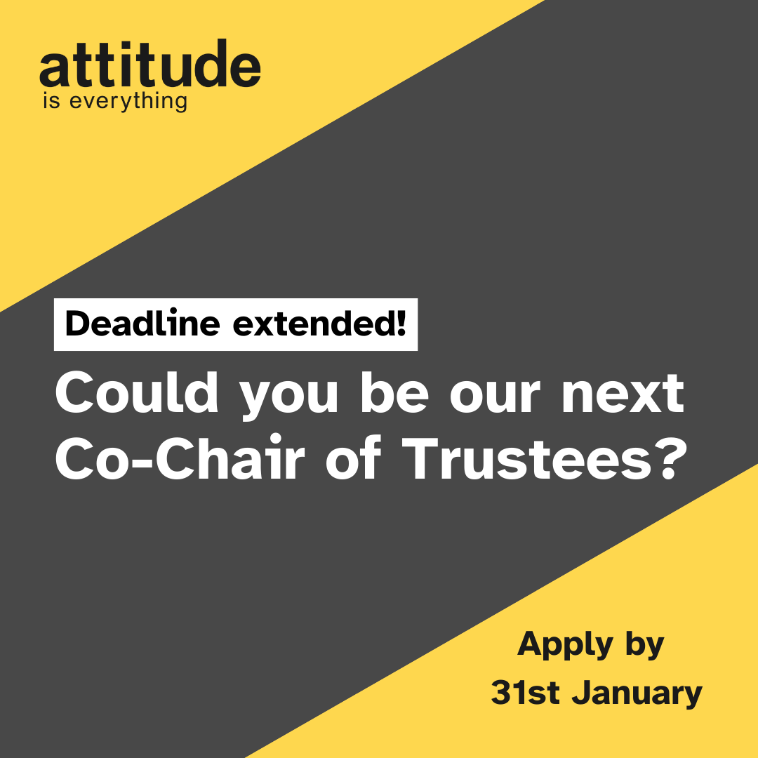 ❗Apply by 5pm today❗

We’re looking for a #voluntary Co-Chair of Trustees. With current Co-Chair <a href="/iAmMissJacqui/">Miss Jacqui</a> you'll work to strengthen &amp; uplift the senior management team &amp; guide the charity.

> attitudeiseverything.org.uk/could-you-be-o…