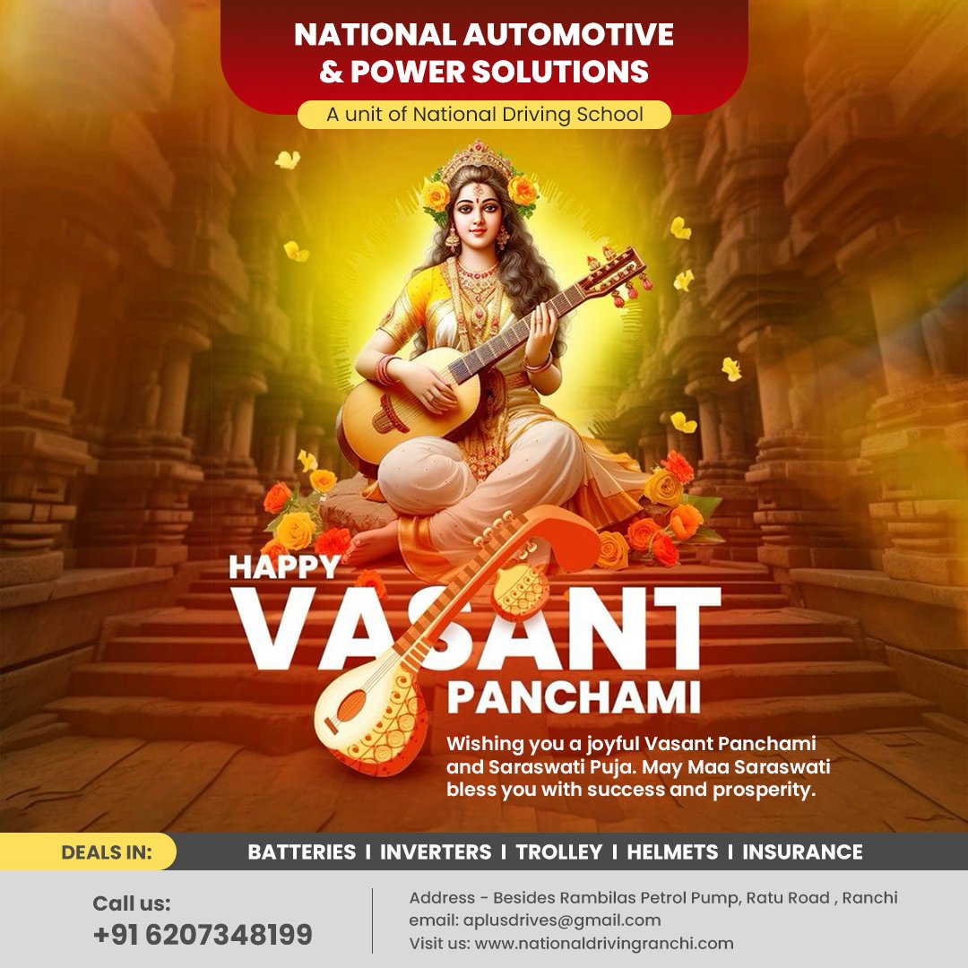NationalPower24's tweet photo. Happy Vasant Panchami!
May the blessings of Maa Saraswati bring you wisdom, success, and prosperity in all your endeavors. Have a joyful and blessed day! 📚🌸
#VasantPanchami #SaraswatiPuja #BlessingsOfWisdom #JoyfulCelebrations #FestiveSpirit #Ranchi #Jharkhand https://t.co/v7cKb1rnht