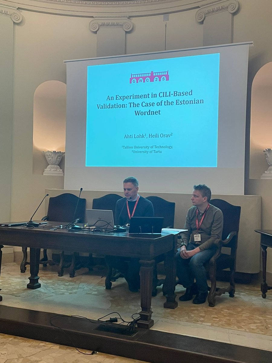 gwc2025pavia's tweet photo. Session 8 has started! 

Chair: John McCrae
Paper by: Ahti Lohk and Heili Orav - An Experiment in CILI-Based Validation: The Case of the Estonian Wordnet

https://t.co/v8XoQ0RKLo https://t.co/w1oDOVqnM4