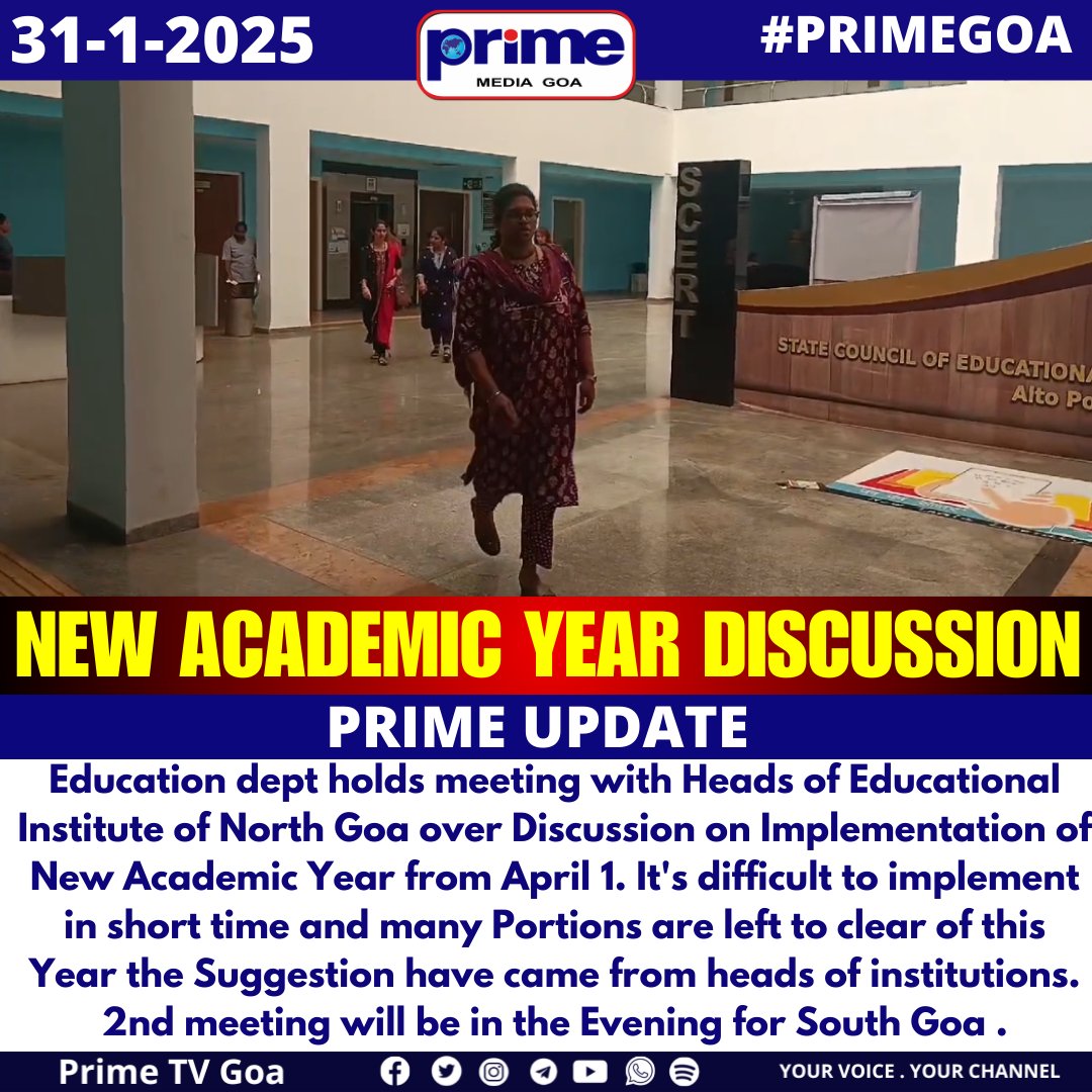 PrimeTVGoa's tweet image. New Academic Year Discussion

#EducationDept #NewAcademicYear #NorthGoa #SchoolMeeting #EducationUpdate #AcademicChanges #GoaEducation #InstitutionHeads #SouthGoaMeeting #CurriculumPlanning