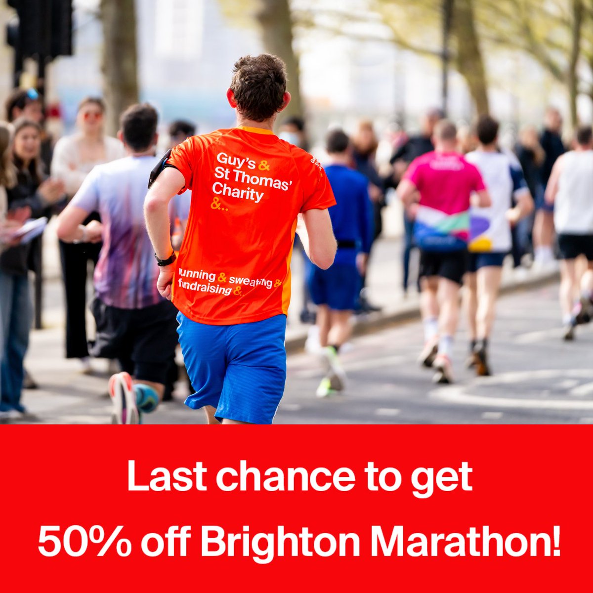 Guy’s & St Thomas’ Charity (@gsttcharity) on Twitter photo Today is your last chance to get 50% off registration when you sign up to fundraise for <a href="/GSTTnhs/">Guy's and St Thomas'</a> at the
@brightonmarathn this April!
Use code BM2025 and help Guy's and St Thomas' staff deliver innovative care for all patients.
Join #TeamGSTC: gsttcharity.org.uk/support-us/fun…
#Brighton Today is your last chance to get 50% off registration when you sign up to fundraise for <a href="/GSTTnhs/">Guy's and St Thomas'</a> at the
@brightonmarathn this April!
Use code BM2025 and help Guy's and St Thomas' staff deliver innovative care for all patients.
Join #TeamGSTC: gsttcharity.org.uk/support-us/fun…
#Brighton