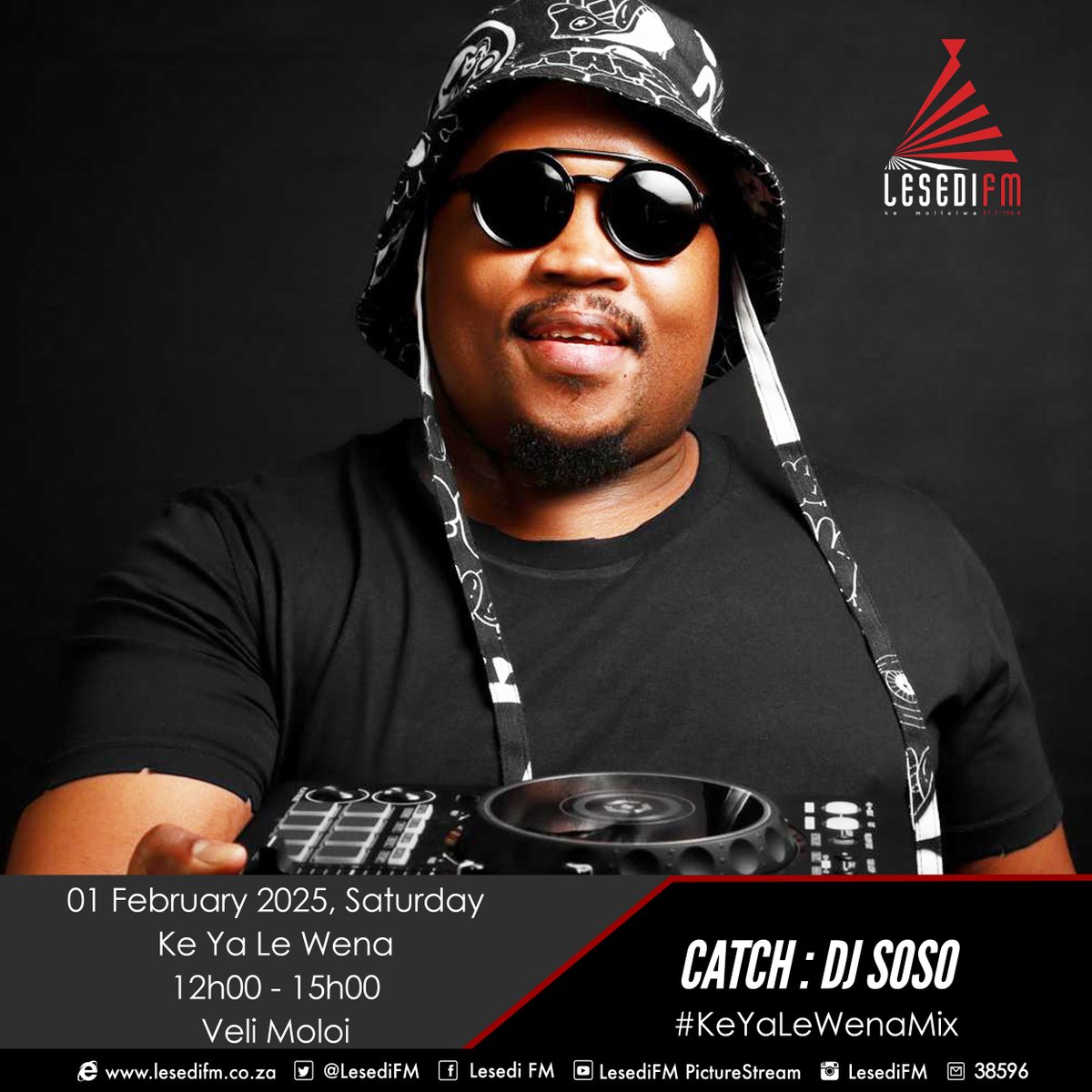 LesediFM's tweet photo. Kajeno ho #KeYaLeWena le Veli Moloi re tsamaya le #SebiniSaBeke ENCORE le DJ Soso ka #KeYaLeWenaMix...MAMELA RADIO! https://t.co/vojr5RNYi5