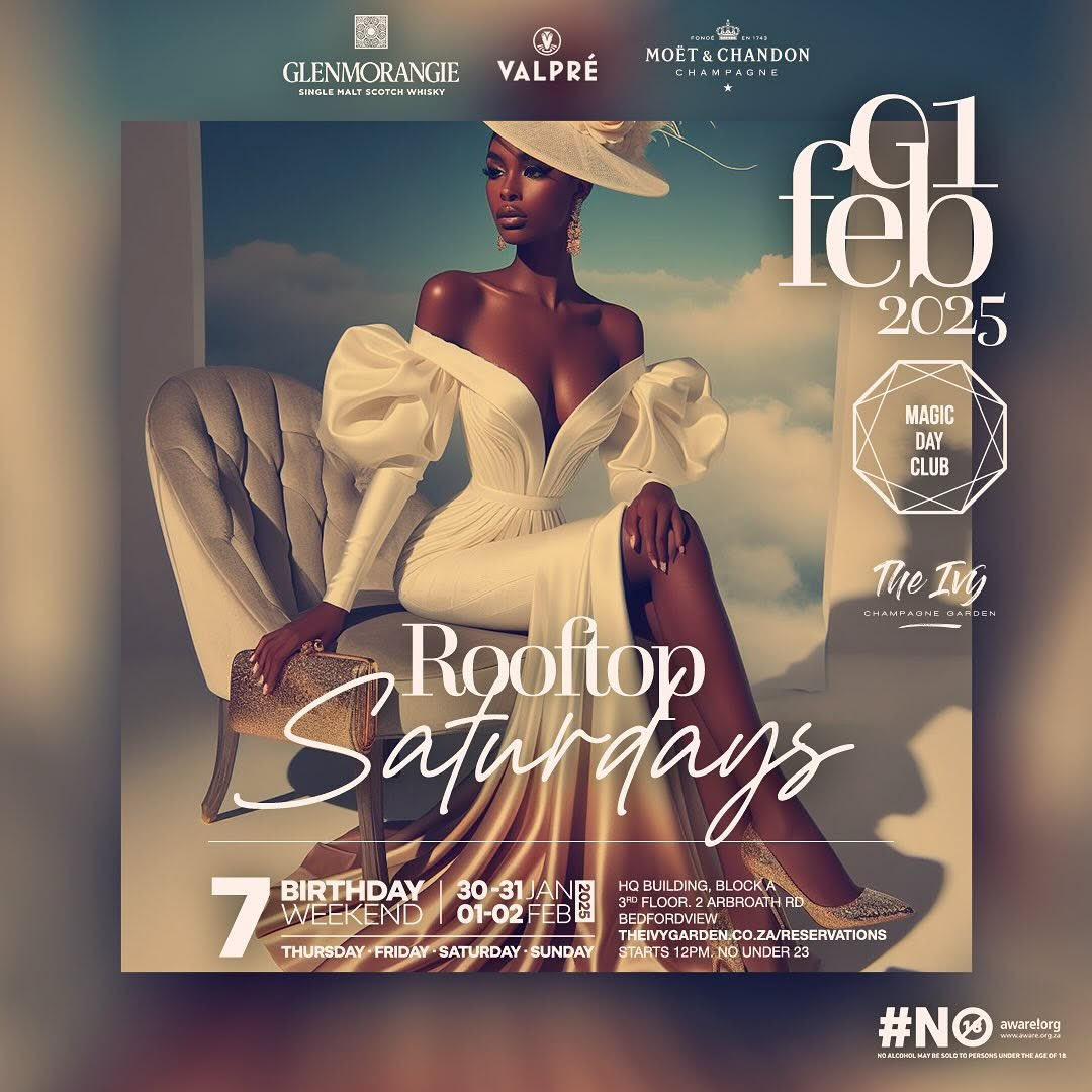 MagicDayClub's tweet photo. SAT.01.FEB ~ theivysa 7th Birthday with @MagicDayClub as they welcome the return of #RooftopSaturdays☀️🍾 :
Have you booked your spot yet?
#TheIvy 🌿 / https://t.co/HsCqCGfp36 https://t.co/jDh3koqV5I