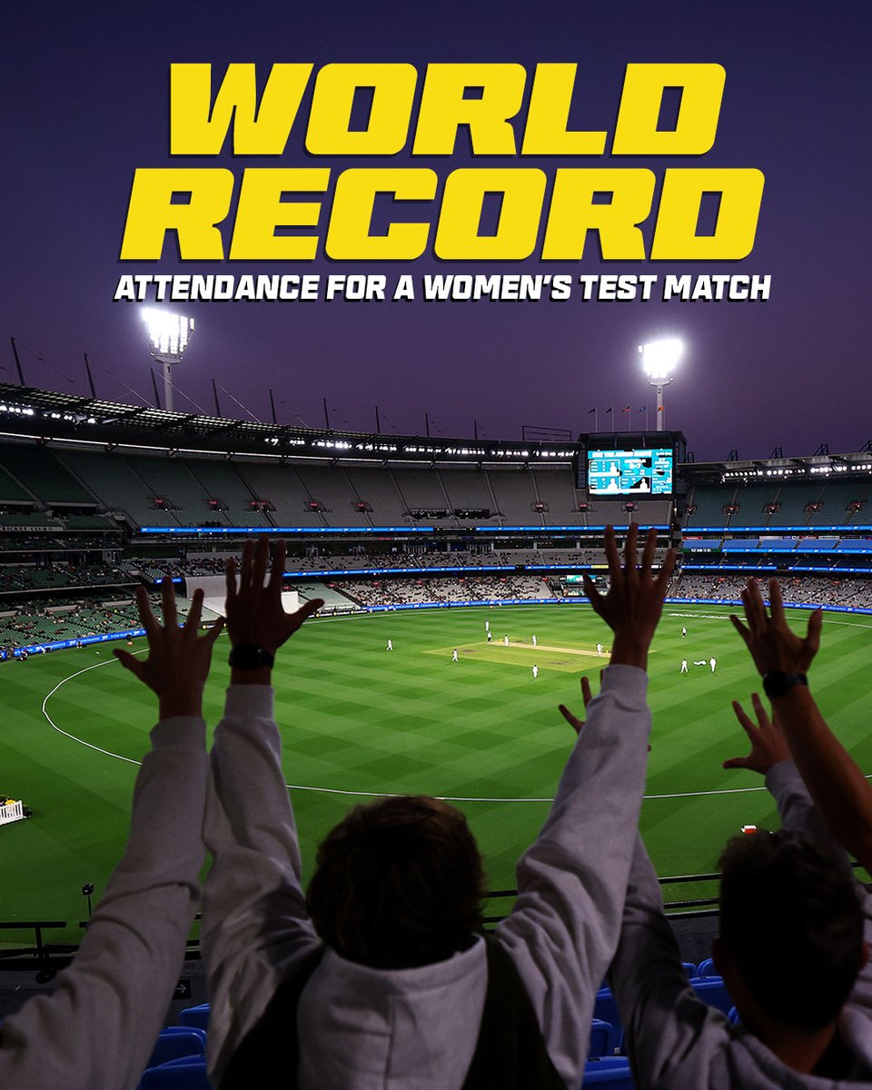 We've had 11,918 fans at the MCG today, which mean's we've broken the world record attendance at a women's Test match with two days still to come! 

Thank you Melbourne for coming out to support our incredible team 🙌 #Ashes