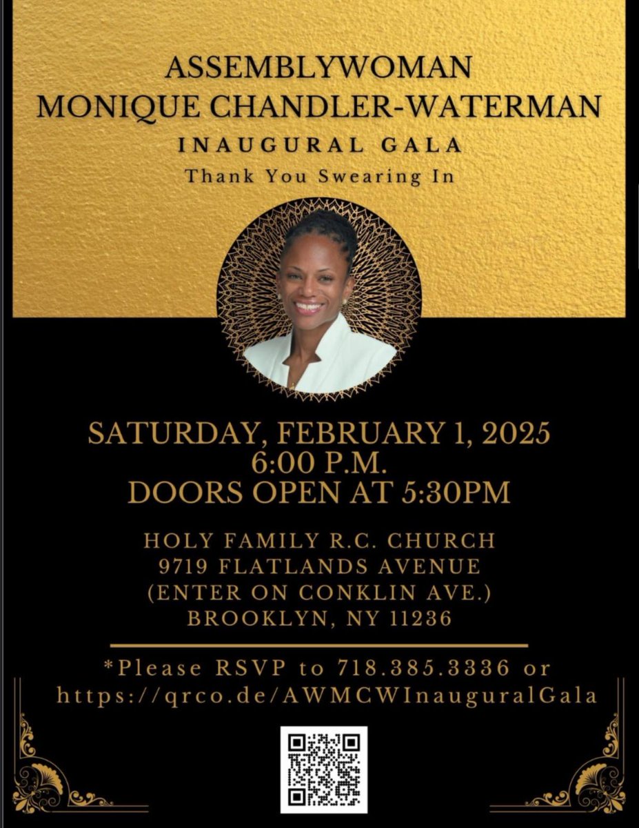 1 more days to go!!! Thank You Swearing In

You are inviting NYS Assemblywoman Monique Chandler-Waterman Thank You Swearing In. Please register 
 …rmanSwearingInCeremony.eventbrite.com