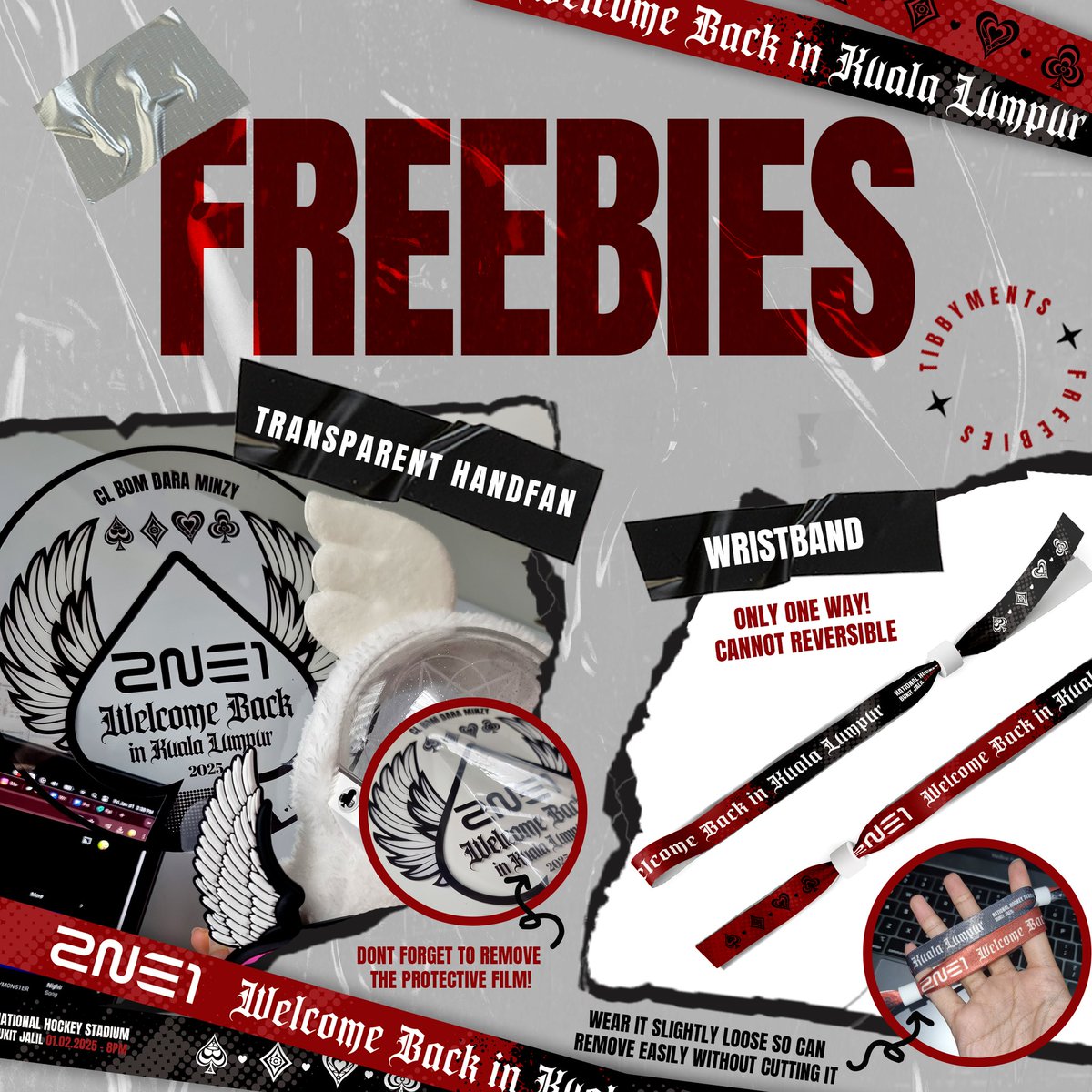 tibbyments's tweet photo. 🚨 #2NE1inKL FREEBIES ALERT! 🚨

What’s inside?
1x Transparent Handfan
1x Wristband
Some Mentos (for fresh breath!)

📍 Exact time &amp; spot TBA 
⚠️ Stock is very limited (1 person = 1 pack)
🚫 Do not sell or throw, please 😭

See you all tomorrow! #2NE1inMY #2NE1_GEGAR_KL https://t.co/J5w6jwHDtq