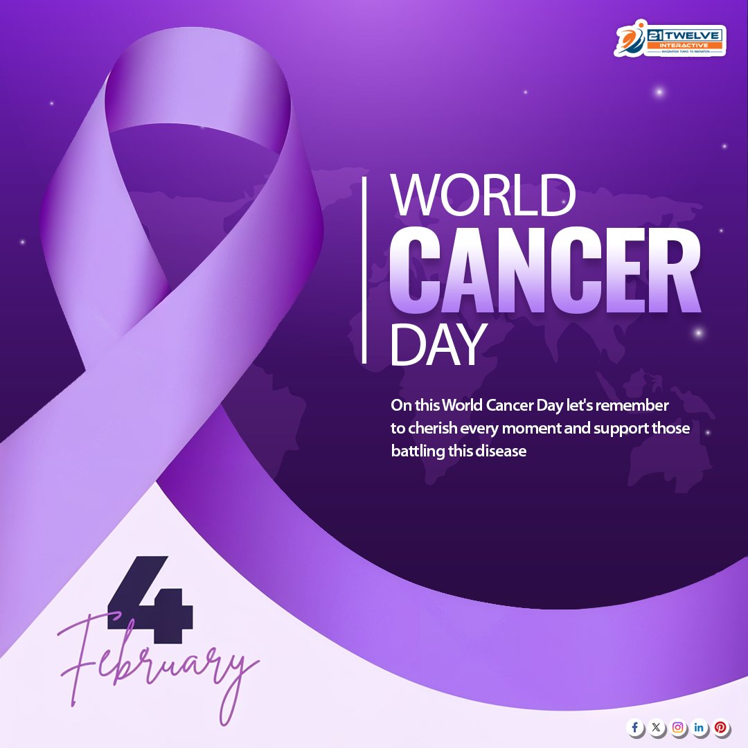 On World Cancer Day, we stand united in raising awareness, supporting fighters, celebrating survivors, and remembering loved ones.

Together, we can create a future without cancer. 💜

#cancerawareness #worldcancerday #cancersupport #cancerawareness #21twelveinteractive