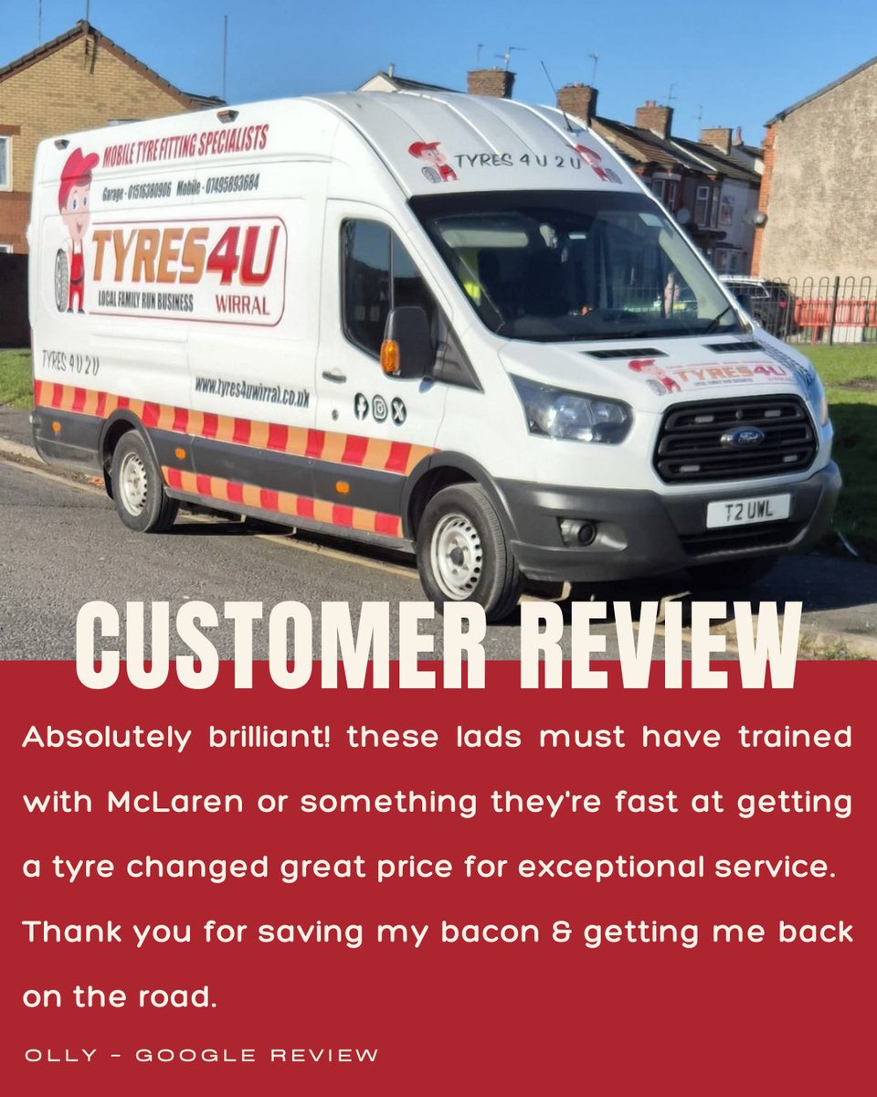 "These lads must have trained with McLaren or something they're fast at getting a tyre changed"
Thanks to Olly for some fantastic feedback.  Matt does have over 20 years experience to get your tyres changed safely and quickly!
tyres4uwirral.co.uk
#wirral #wirraltyres