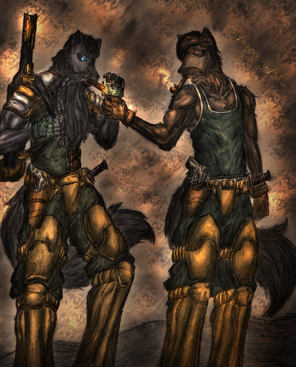 "Comrades", commission drawn for <a href="/marcuscenturio/">marcuscenturio</a>

#anthro #oc