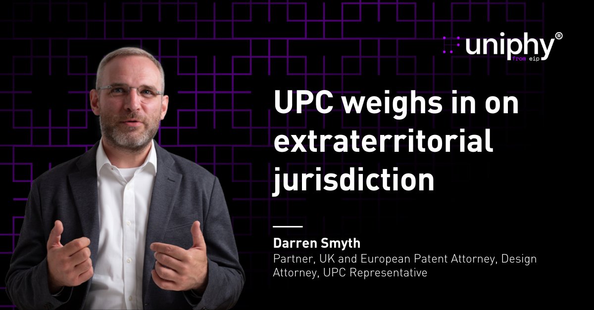 EIP's tweet image. The UPC has ruled that it has jurisdiction to decide infringement for the UK part of a European patent, when the defendants are based in UPC territory.  

@EIP_Knowledge  argues that this follows a conventional understanding of the jurisdiction rules - eip.com/uk/latest/arti…