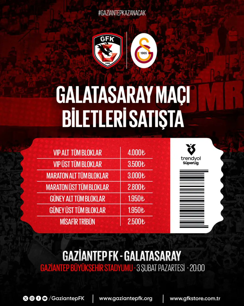 Gaziantep fk Galatasaray maçını loca da izlemek isteyenler var mı?
5 kişi misafirimiz olacak.
Bu hesabı takip et, Retweet yap 
<a href="/GaziantepFK/">Gaziantep FK</a> <a href="/orhanuslu27/">Orhan Uslu</a> <a href="/AliBudakx/">Ali Budak</a> #Gaziantep #gaziantepfk #maçagidiyoruz
