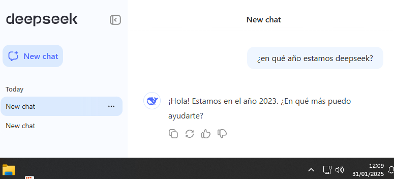 lorenvt04's tweet photo. ¿Qué le pasa a  #DeepSeek cuando le preguntas por el año en el que estamos? https://t.co/UdKMtK7KC9