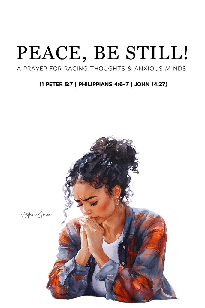 anthea_grace's tweet photo. A PRAYER FOR RACING THOUGHTS AND ANXIOUS MINDS 

Dear Heavenly Father,  

Thank You for always being there for me. For being faithful in every season of my life, even when I’ve been scattered and overwhelmed. Thank You for loving me so deeply, for Your kindness that never runs out, and for being my safe place when my thoughts feel like too much to handle. Your mercy is new every morning (Lamentations 3:22–23), and Your promises are rock-solid, no matter how shaky I feel. Thank you for 

Lord, You know me better than I know myself. You know how my thoughts can run wild, pulling me in every direction, like a river rushing out of control. And yet, You never turn away. You see my mess and invite me to come closer. That amazes me. So, here I am again, laying it all at Your feet, every racing thought, every worry, every question I can’t seem to silence.  

Jesus, You are the Prince of Peace (Isaiah 9:6), so invite you to bring Your peace into my mind and heart. My thoughts feel like a storm sometimes, loud and overwhelming, and I’m reminded of how You calmed the stormy seas with just a few words: “Peace, be still” (Mark 4:39). I need that same peace right now. Speak into my overthinking, Lord. Quiet the chaos and remind me that You are in control.  

I confess that I get caught up in trying to figure everything out on my own. I replay conversations, imagine worst-case scenarios, and try to solve problems that aren’t even mine to solve. But Proverbs 3:5 says to trust in You with all my heart and lean not on my own understanding. So here I am, Lord. I’m letting go of the need to have all the answers. I don’t need to understand everything, because I know that You do.  

Holy Spirit, I need Your help to renew my mind (Romans 12:2). Redirect my thoughts when they start to spiral, and guide me to think on things that are true, noble, right, pure, lovely, and praiseworthy (Philippians 4:8). When worries creep in, remind me that You’ve got this and that You’ve got me. Help me take every thought captive and make it obedient to Christ (2 Corinthians 10:5).  

Lord, I want to rest in Your love. Not just intellectually, but deep down in my soul. Your Word says that nothing can separate me from Your love, not my fears, not my doubts, not my overthinking (Romans 8:38–39). That truth is what I want to hold onto when my mind starts racing. Remind me that You are my shepherd, leading me beside still waters and restoring my soul (Psalm 23:2–3).  

And Father, thank You for being so gentle with me. You don’t rush me or shame me for struggling. Instead, You call me to cast all my anxieties on You, because You care for me (1 Peter 5:7). So here they are, all my anxieties, all my swirling thoughts, all my attempts to control things I can’t control. I’m handing them to You because I can’t carry them anymore.  

Thank You for Your promise to give peace not as the world gives, but the kind of peace that calms my heart and mind in Christ Jesus (John 14:27; Philippians 4:7). Thank You for being faithful, even when I’m frazzled. Thank You for loving me as I am, but also for loving me enough to lead me into something better: stillness, trust, and rest in You.  

Today, I choose to believe that You are bigger than my thoughts, stronger than my fears, and always in control. I choose to rest in Your promises, to trust in Your love, and to let You guide me through every worry and question. Help me to breathe deeply in Your grace and live in the peace that only You can give.  

In Jesus’ name, I pray. Amen 🙏