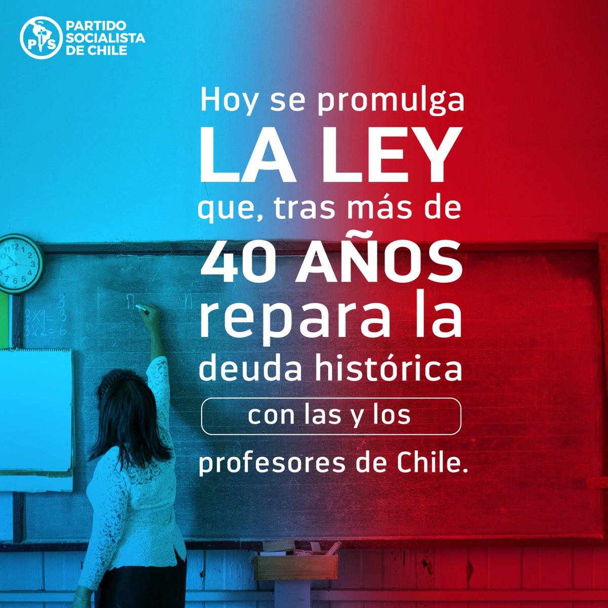 Hoy se pone fin a la larga espera de las y los profesores, en dictadura se les quitó un derecho en democracia se les hace justicia.  A la docencia se le responde con decencia #DeudaHistorica