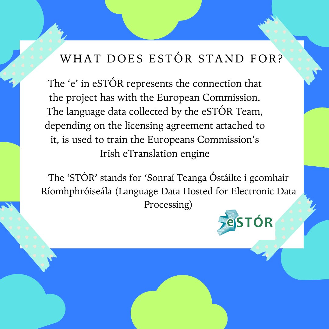 eStor_Eireann's tweet image. What does eSTÓR stand for? 🤔
Céard dhó a sheasann eSTÓR? 🤔
estor.ie ⠀⠀ ⠀⠀ ⠀⠀ ⠀⠀ ⠀⠀ ⠀⠀
#gaeilge #languagetechnology #languagedata #dataprocessing