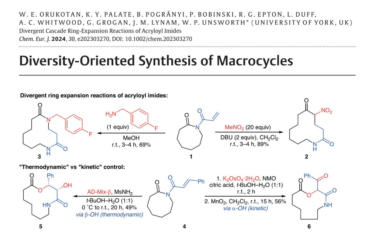 Kleo Palate (@kleopalate) on Twitter photo Very happy to share that our recent publication on Diversity-Oriented Synthesis of Macrocycles has been highlighted in a recent issue of Synfacts!
thieme-connect.com/products/ejour…
Thanks to all the co-authors from <a href="/UnsworthChem/">Dr Will Unsworth</a>'s group who helped make this a reality. Very happy to share that our recent publication on Diversity-Oriented Synthesis of Macrocycles has been highlighted in a recent issue of Synfacts!
thieme-connect.com/products/ejour…
Thanks to all the co-authors from <a href="/UnsworthChem/">Dr Will Unsworth</a>'s group who helped make this a reality.