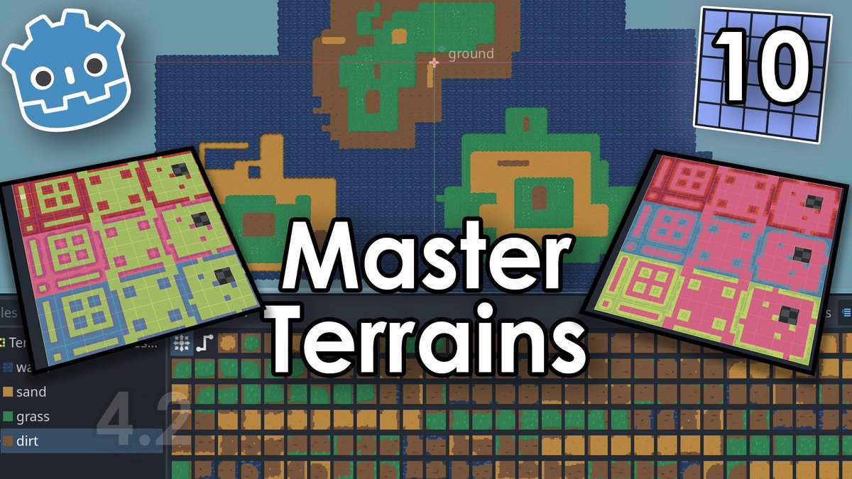jackie_codes's tweet image. New Tilemap tutorial ep! I've learned a lot about terrains while working on my Open world RPG game and in this episode I talk about some advanced terrain methods believe will save you a lot of time in the long run!
#godot
Link to video down below👇👇👇👇👇
