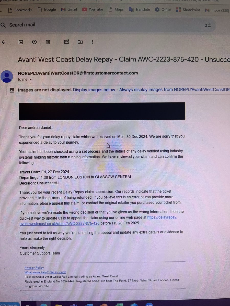 andrealdaniels's tweet photo. @AvantiWestCoast strikes again.. no compensation for my journey from London to Glasgow on 27/12 that was cancelled mid- route in Preston. No words… #avantiwestcoast #traindelays #westcoastmainline https://t.co/mgu3kaAAHy