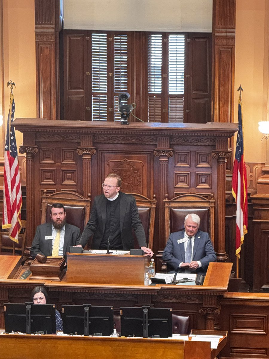 RepJordanRidley's tweet photo. It was my distinct honor to welcome Fr. Ben Day, Rector of Christ Episcopal Kennesaw, as Chaplain of the Day for the Georgia House of Representatives. 
Fr. Ben’s words service and sacrifice rang true throughout the chamber. https://t.co/mRkdZB7KUG