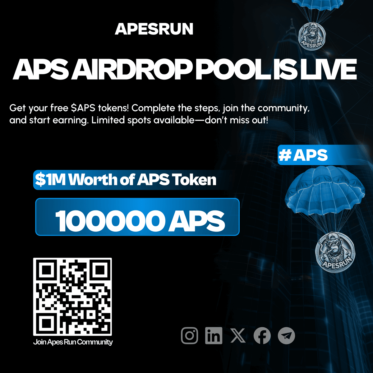 ApesRun_'s tweet photo. 🚀 APS Airdrop is LIVE! 🚀
The wait is over! APS Airdrop Campaign is now live—your chance to grab free rewards! 🎁💰

Don't miss out! Claim your share now! 🔥

👉 Know more: https://t.co/YaCm7YnHLC

#aps #airdrop #Polygon #Crypto #FreeTokens #earncrypto #airdrops #apesrun https://t.co/mXSSBdrg7j