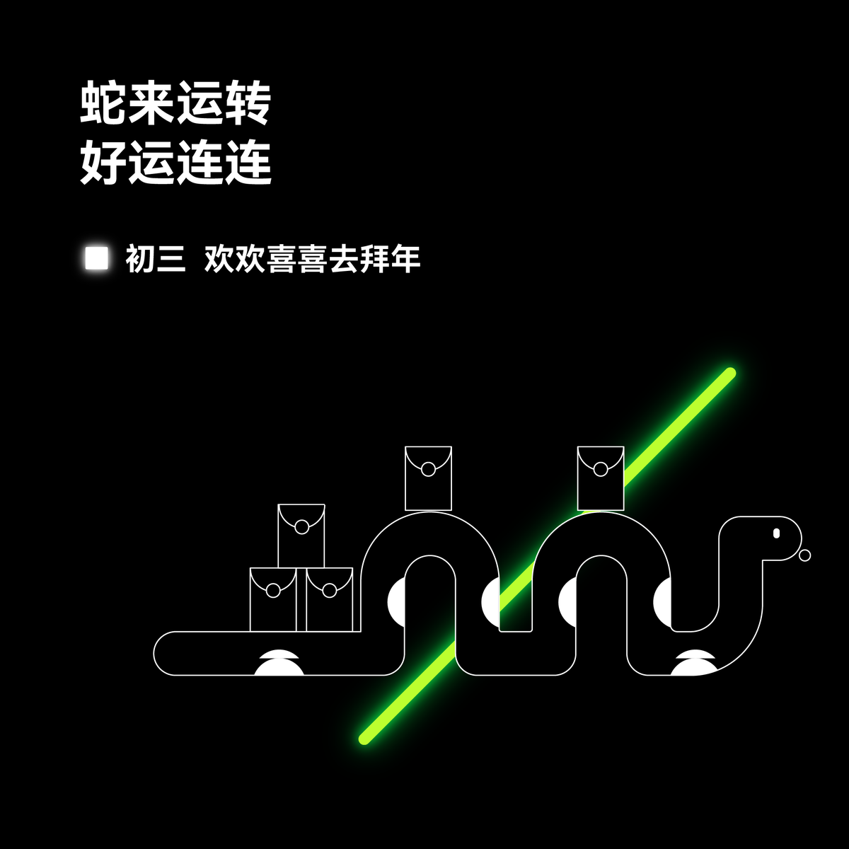 大年初三， #OKX 祝大家新的一年好运常在！  
🎁初三任务：带话题 #OKX蛇年春节 晒出微信等任意社交渠道的拜年信息截图 。随机送出 28.8U x10 以及 10套周边。  
🐍蛇来运转 好运连连