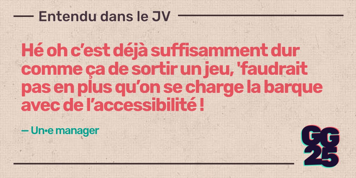 Entendu dans le jeu vidéo : santé ? handicap ? Que ça soit pour les joueur‧ses ou les travailleur‧ses, les entreprises ont tout simplement la flemme de s'en préoccuper, et ne s'empêchent pas de le dire #gg25