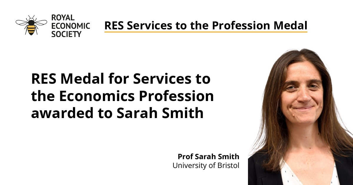 Royal Economic Society (@royaleconsoc) on Twitter photo 🥳RES is pleased to announce that a judging panel has awarded this year’s RES Medal for Services to the Economics Profession to Prof Sarah Smith <a href="/BristolUni/">University of Bristol</a>.
Read👉shorturl.at/CnoEb
#EconTwitter #RESMedal #awards 🥳RES is pleased to announce that a judging panel has awarded this year’s RES Medal for Services to the Economics Profession to Prof Sarah Smith <a href="/BristolUni/">University of Bristol</a>.
Read👉shorturl.at/CnoEb
#EconTwitter #RESMedal #awards