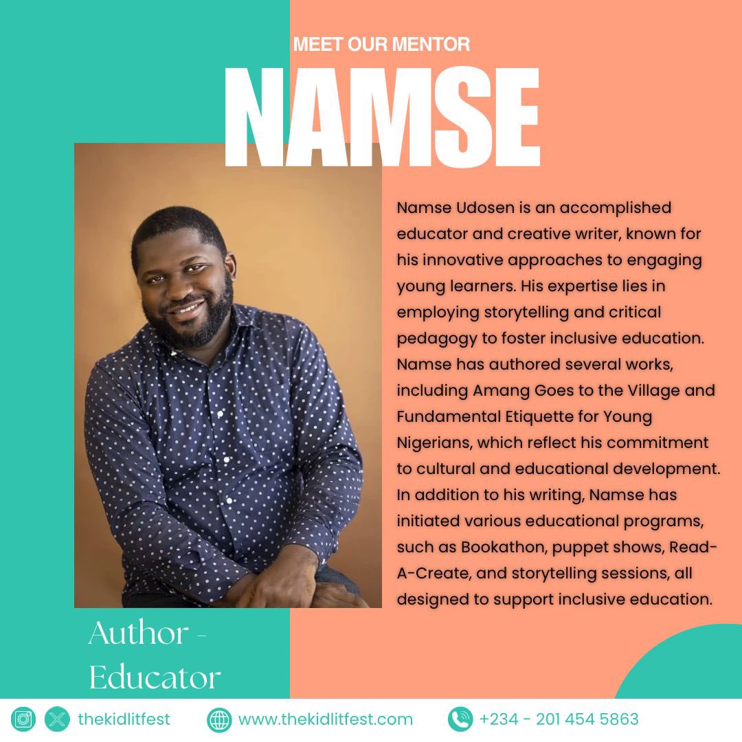 TheKidLitFest's tweet photo. โจMeet Our Mentors of the Weekโจ
This week, we're excited to have Namse Udosen @namse and Enajite Efemuaye, leading the mentorship sessions for our junior and senior clusters.
Get ready for impactful sessions!
๐KLF
#KidLitFest #MentorsOfTheWeek #InspirationForTheFuture https://t.co/XKlPwQ1eqa