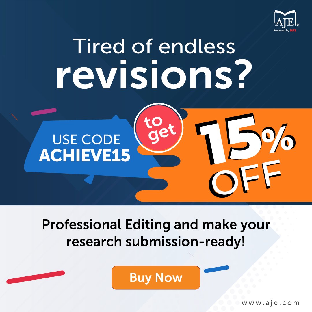 Say goodbye to endless revisions and hello to submission-ready research! Use code ACHIEVE15 to enjoy 15% off Professional Editing. Don’t wait—click the link now and give your research the expert touch it deserves! 
hubs.ly/Q034GH0B0