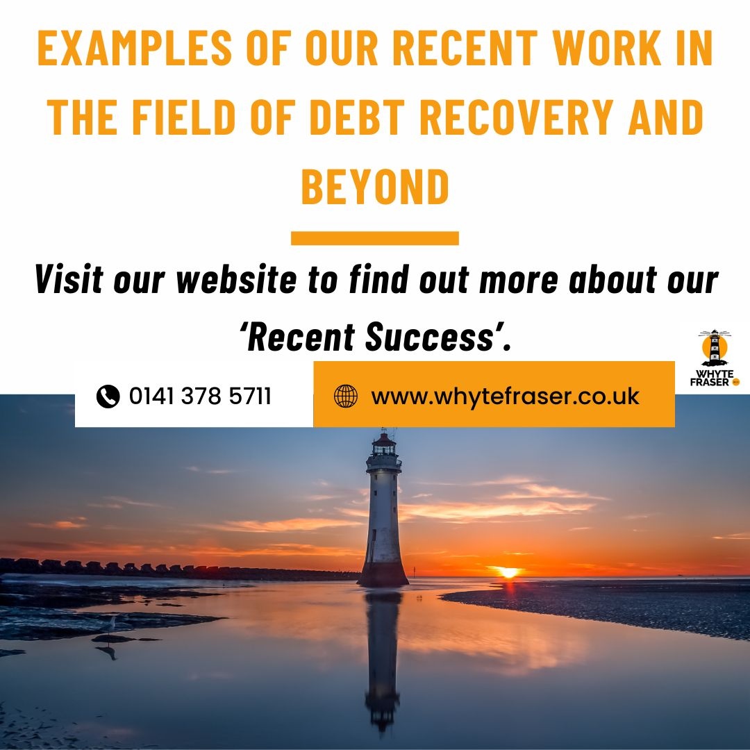 whytefraserco's tweet photo. Interested in some of our recent success at Whyte Fraser &amp; Co?
Examples of who we've helped and our recent work in the field of Debt Recovery can be found on our website. 
Visit our website today to find out more. #legalsupport #legaladvice #civillitigation #solicitor #clients... https://t.co/S7GCNzkAWF